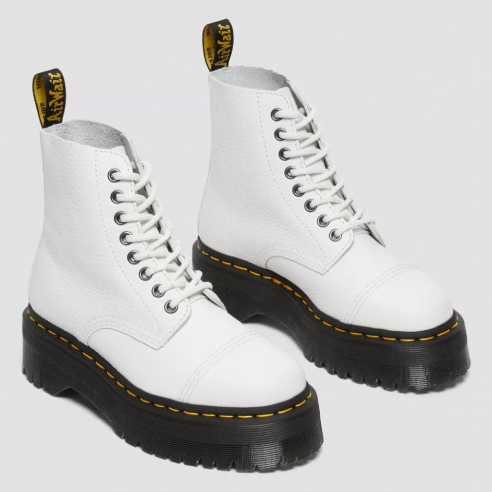[Dr. Martens] Sinclair Milled Nappa White Leather Platform Boots Ladies US 7